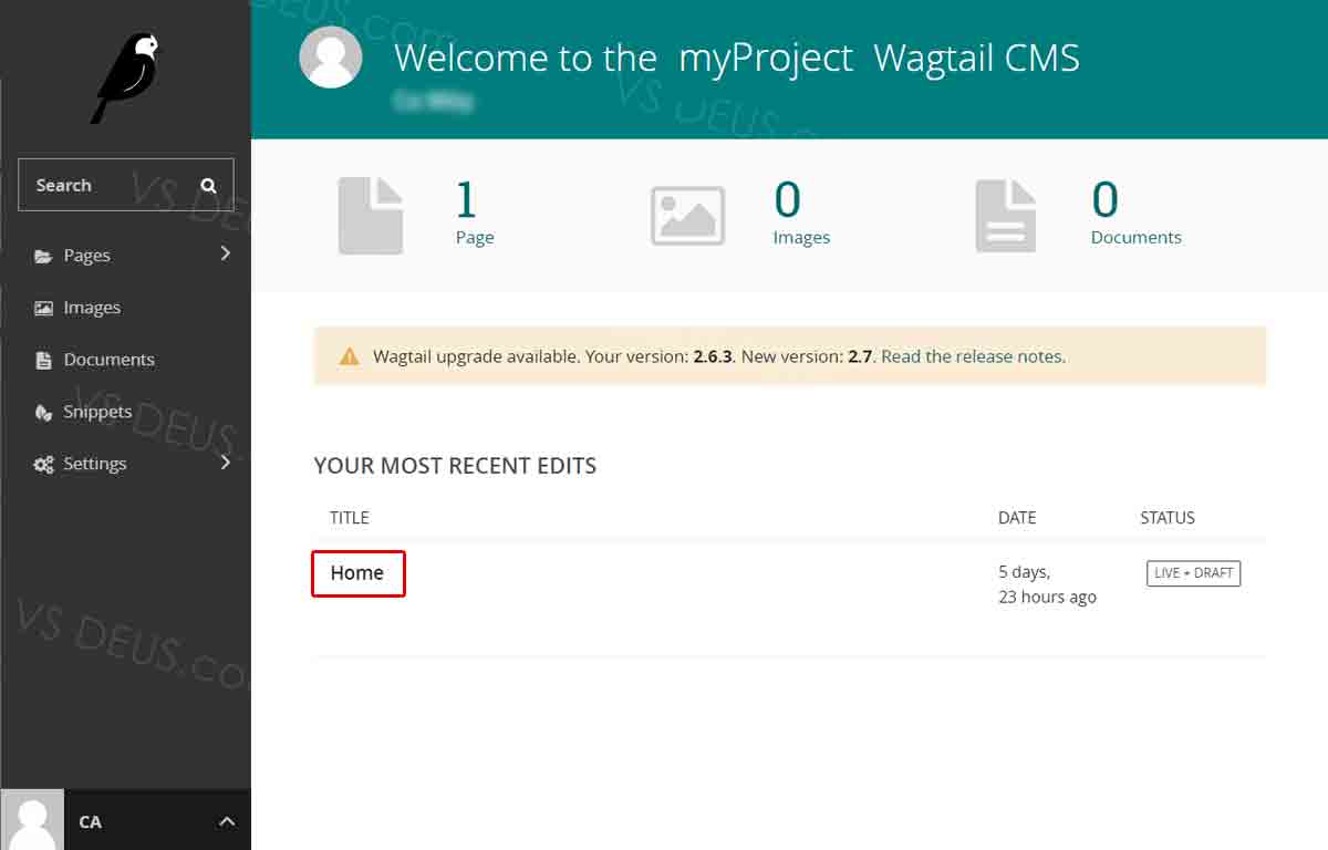 Wagtailプロジェクトの作成 xrsns.com